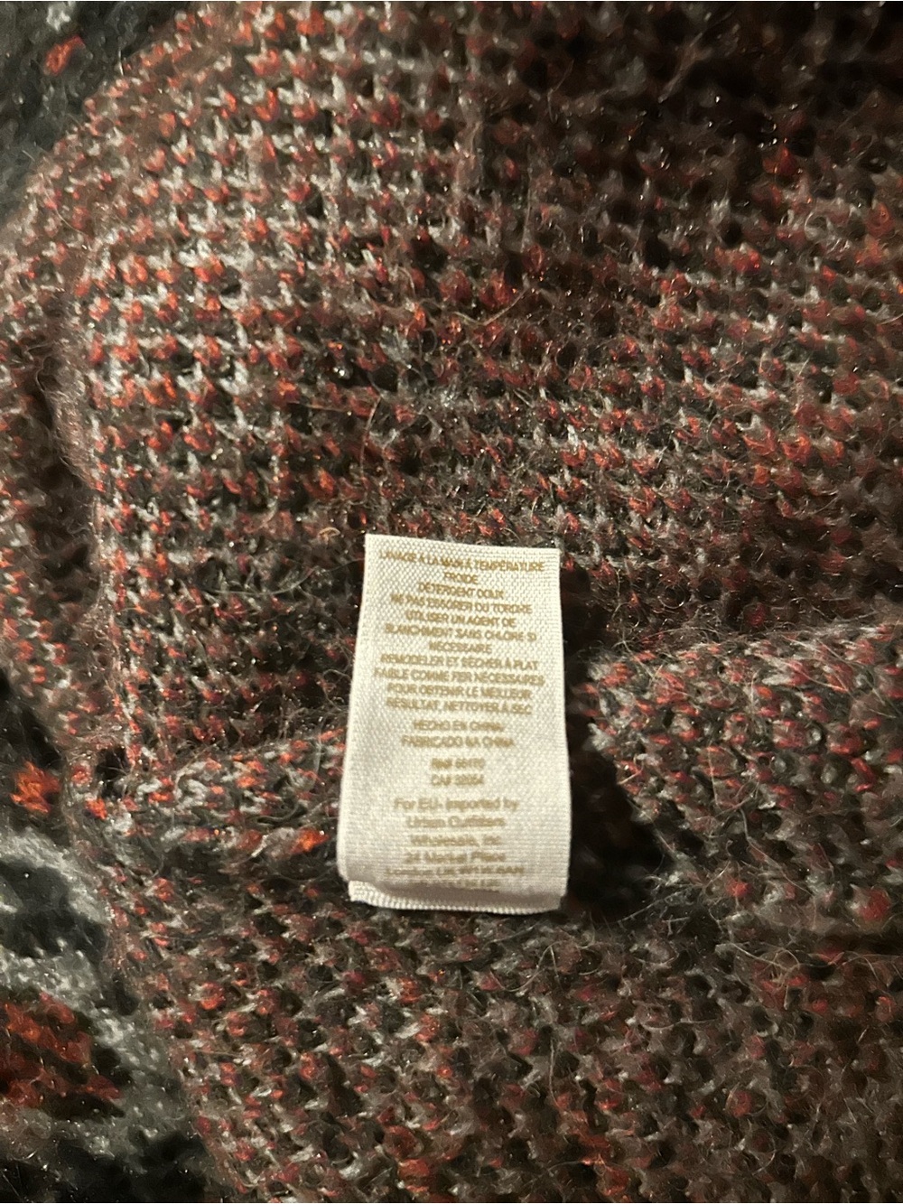 Free People Black Knit Cardigan with Red Fleck